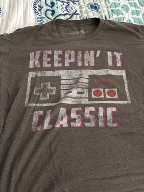 Nintendo Brown Tee with Faded Silver Logo